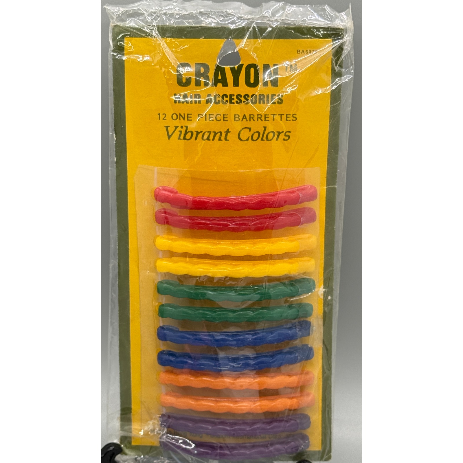 Crayon 12 Pc Plastic Slide Wavy Barrettes Shalom Hong Kong 80's Kidcore Vtg